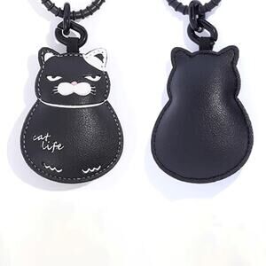 Cartoon Kawaii Cat Black Vegan Leather Bag Charm Luxury Handbag Accessory Gift